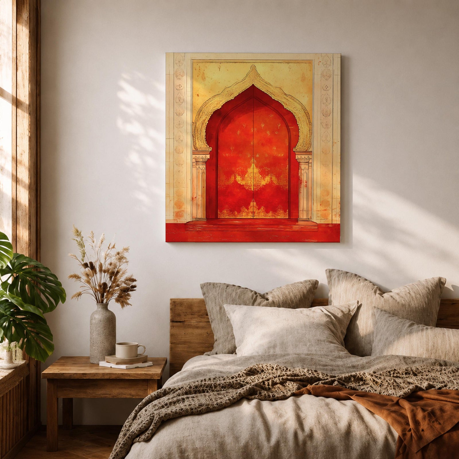 Moroccan Door Wall Art Arched Entry Framed Canvas Moorish Architecture Islamic Home Decor