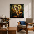 Lady Justice Wall Art Legal Symbol Framed Canvas Stained Glass Law Office Decor