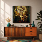 Lady Justice Wall Art Legal Symbol Framed Canvas Stained Glass Law Office Decor