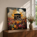 Kaaba Wall Art Floral Garden Framed Canvas Masjid al Haram Mecca Islamic Home Decor
