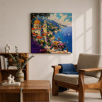 Amalfi Coast Wall Art Italian Riviera Framed Canvas Mediterranean Coastal Village Living Room Decor