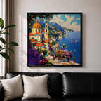Amalfi Coast Wall Art Italian Riviera Framed Canvas Mediterranean Coastal Village Living Room Decor