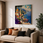 Amalfi Coast Wall Art Italian Riviera Framed Canvas Mediterranean Coastal Village Living Room Decor