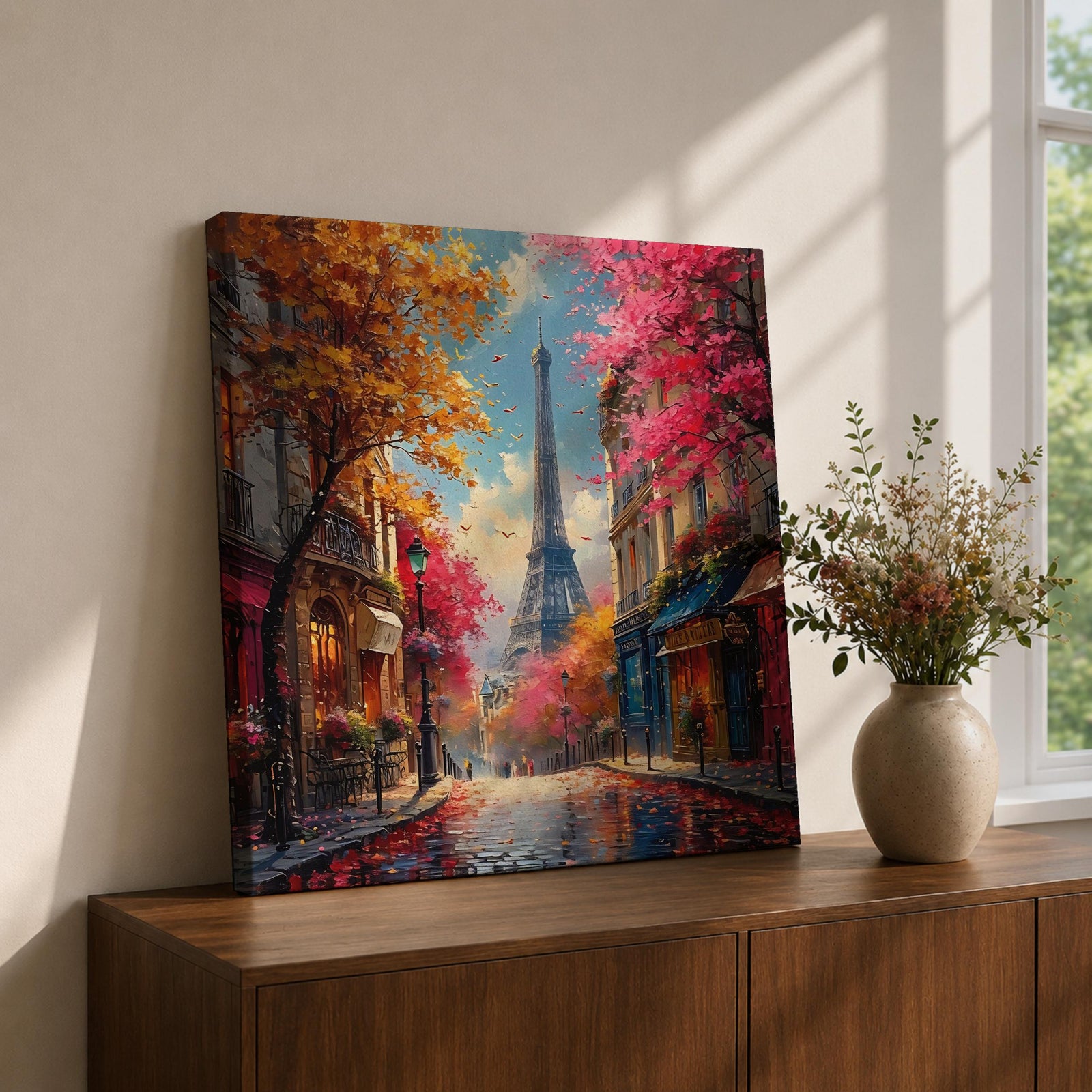 Eiffel Tower Wall Art Paris Cityscape Framed Canvas France Travel Living Room Home Decor