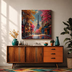 Eiffel Tower Wall Art Paris Cityscape Framed Canvas France Travel Living Room Home Decor