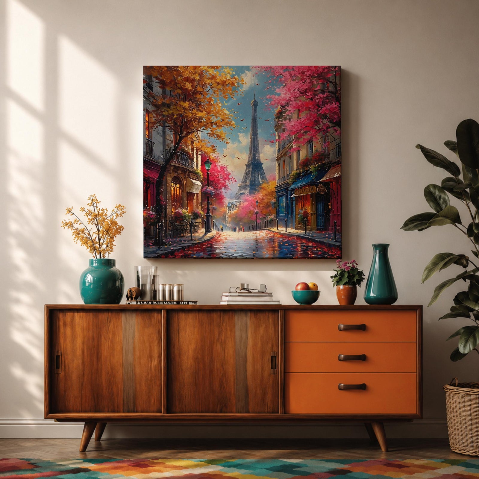 Eiffel Tower Wall Art Paris Cityscape Framed Canvas France Travel Living Room Home Decor