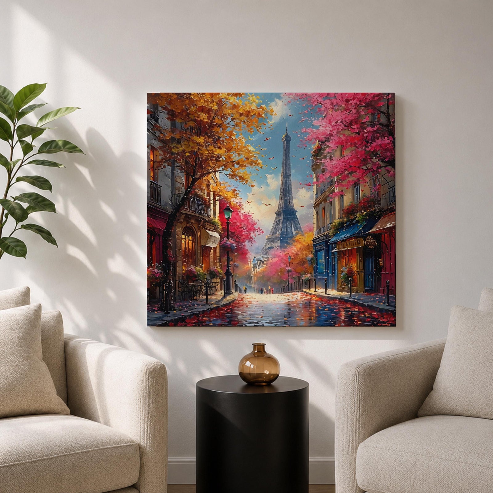 Eiffel Tower Wall Art Paris Cityscape Framed Canvas France Travel Living Room Home Decor