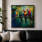 Parrot Wall Art Macaw Framed Canvas Tropical Bird Wildlife Exotic Boho Home Decor