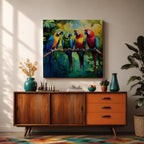 Parrot Wall Art Macaw Framed Canvas Tropical Bird Wildlife Exotic Boho Home Decor