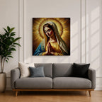 Blessed Virgin Mary Wall Art Madonna Framed Canvas Antique Catholic Sacred Home Decor