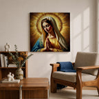 Blessed Virgin Mary Wall Art Madonna Framed Canvas Antique Catholic Sacred Home Decor