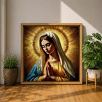Blessed Virgin Mary Wall Art Madonna Framed Canvas Antique Catholic Sacred Home Decor