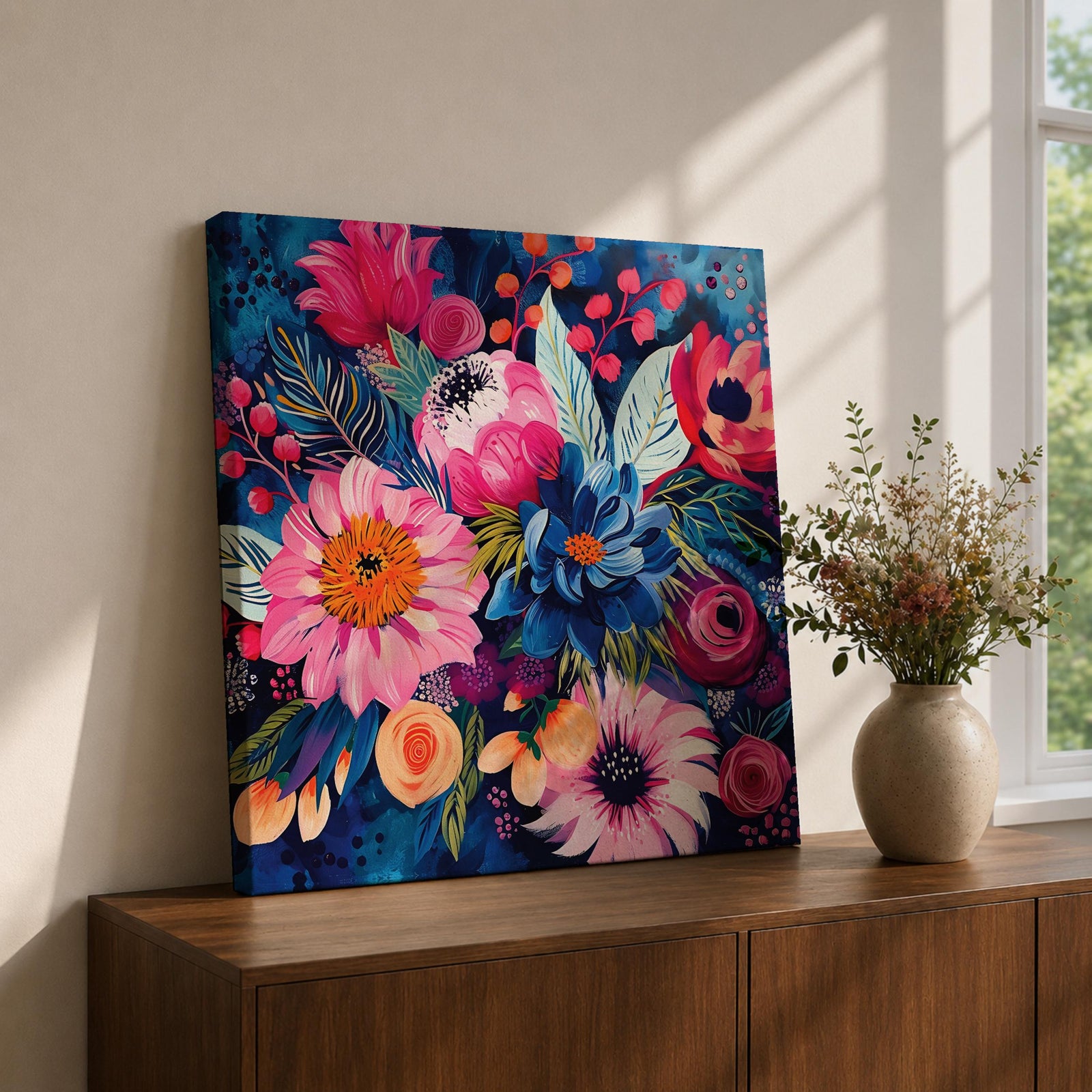 Floral Wall Art Flower Bouquet Framed Canvas Botanical Garden Boho Home Decor