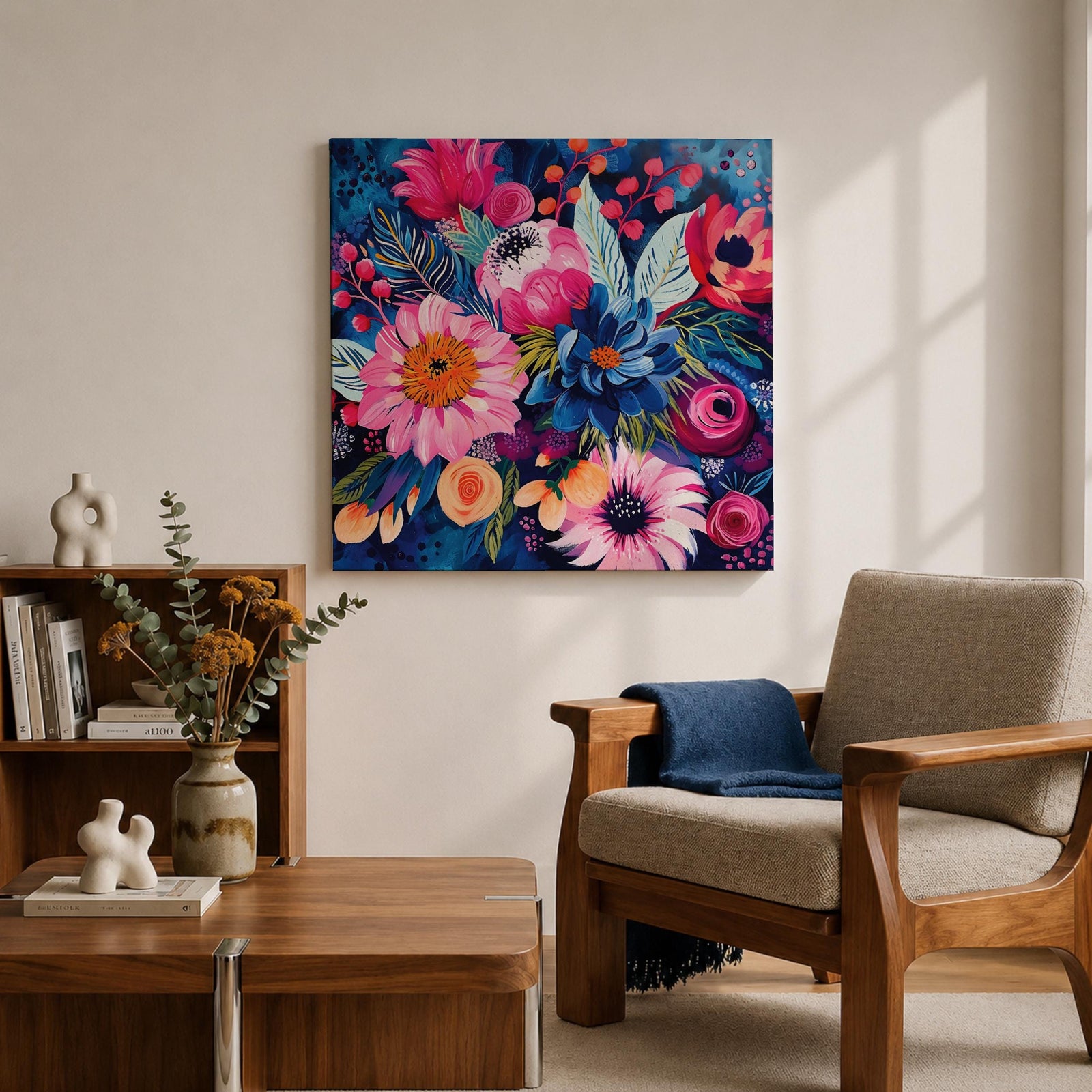 Floral Wall Art Flower Bouquet Framed Canvas Botanical Garden Boho Home Decor