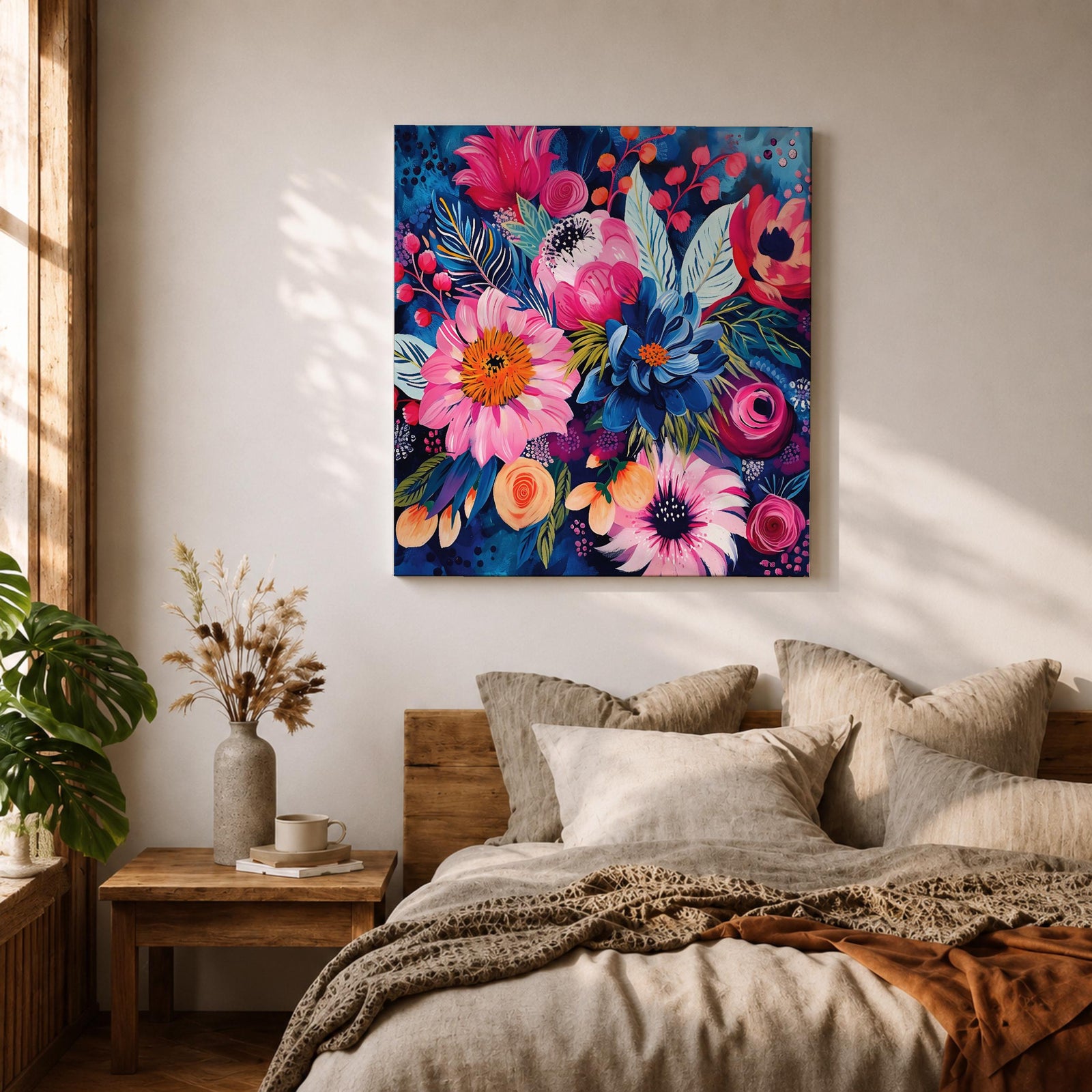 Floral Wall Art Flower Bouquet Framed Canvas Botanical Garden Boho Home Decor