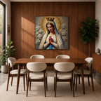 Our Lady of Fatima Wall Art Marian Apparition Framed Canvas Catholic Impasto Home Decor