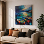 Fishing Boat Wall Art Coastal Seascape Framed Canvas Nautical Ocean Abstract Nature Home Decor