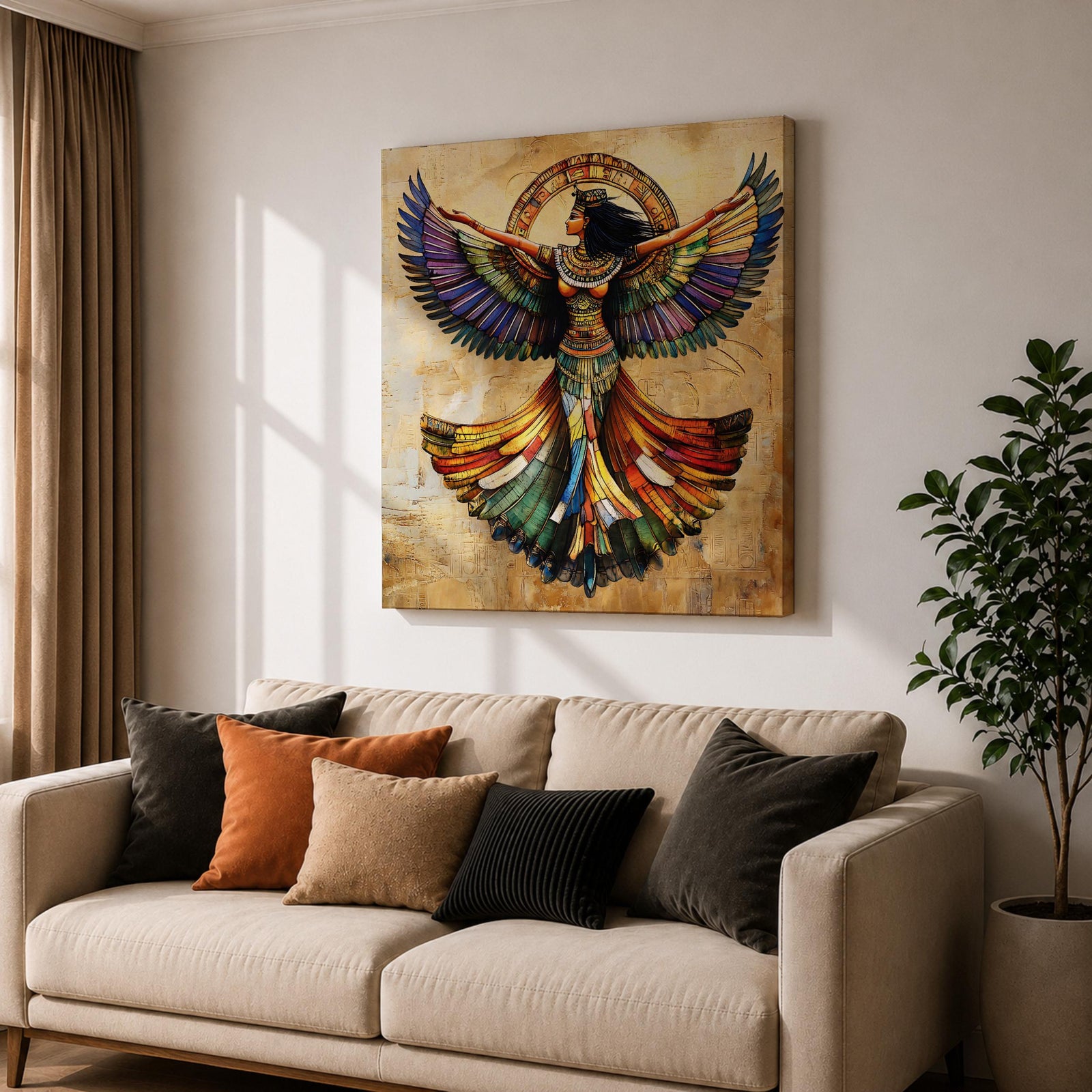 Isis Wall Art Egyptian Goddess Framed Canvas Mosaic Ancient Mythology Egypt Temple Home Decor