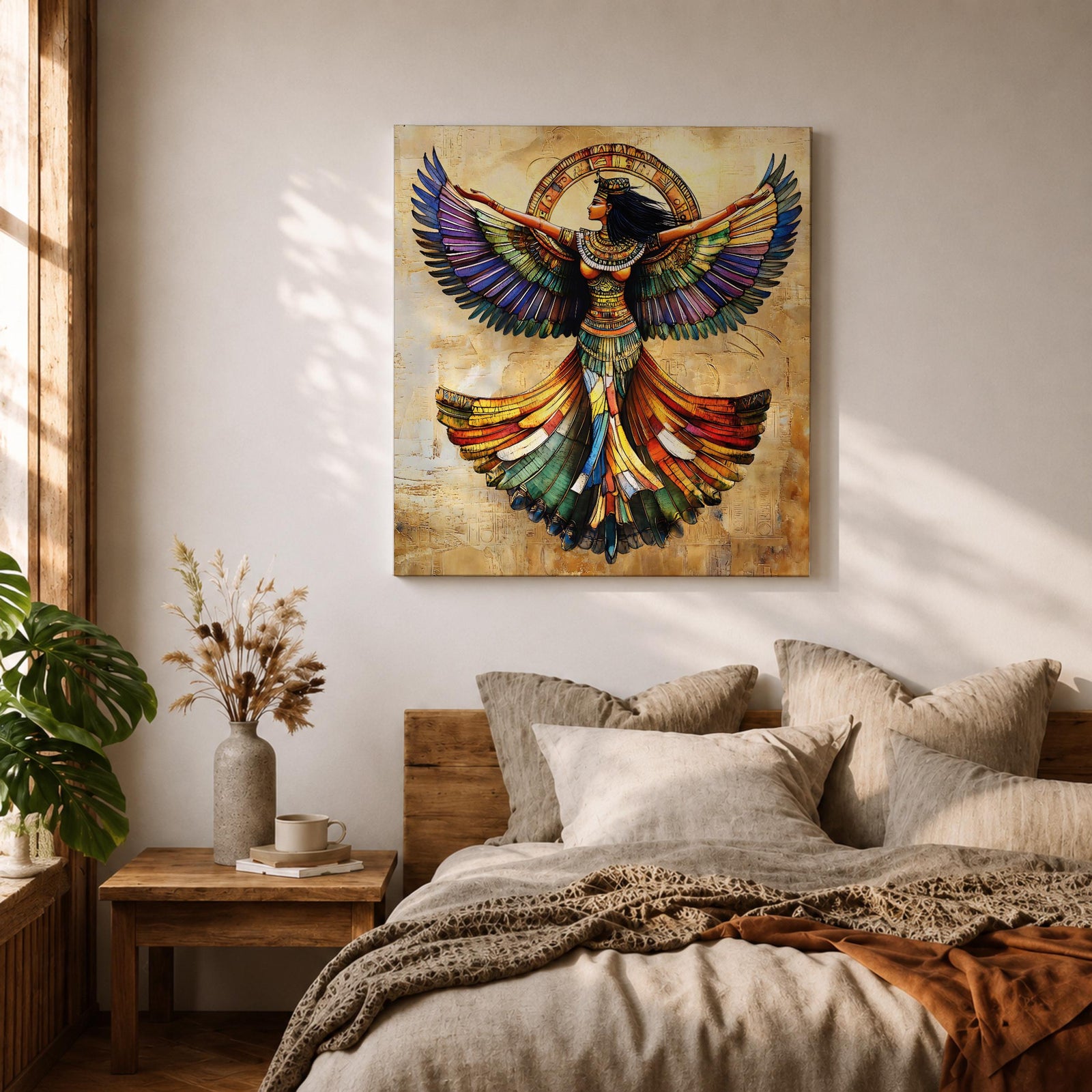 Isis Wall Art Egyptian Goddess Framed Canvas Mosaic Ancient Mythology Egypt Temple Home Decor