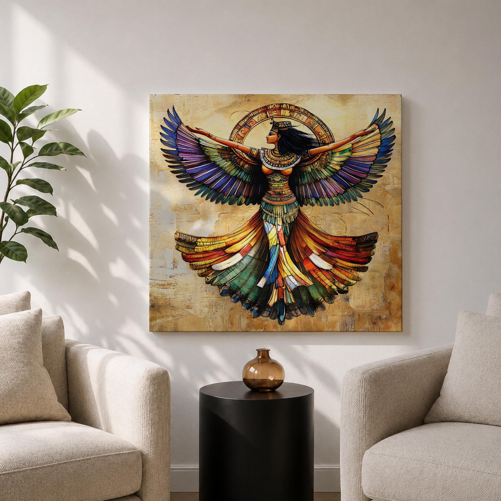 Isis Wall Art Egyptian Goddess Framed Canvas Mosaic Ancient Mythology Egypt Temple Home Decor