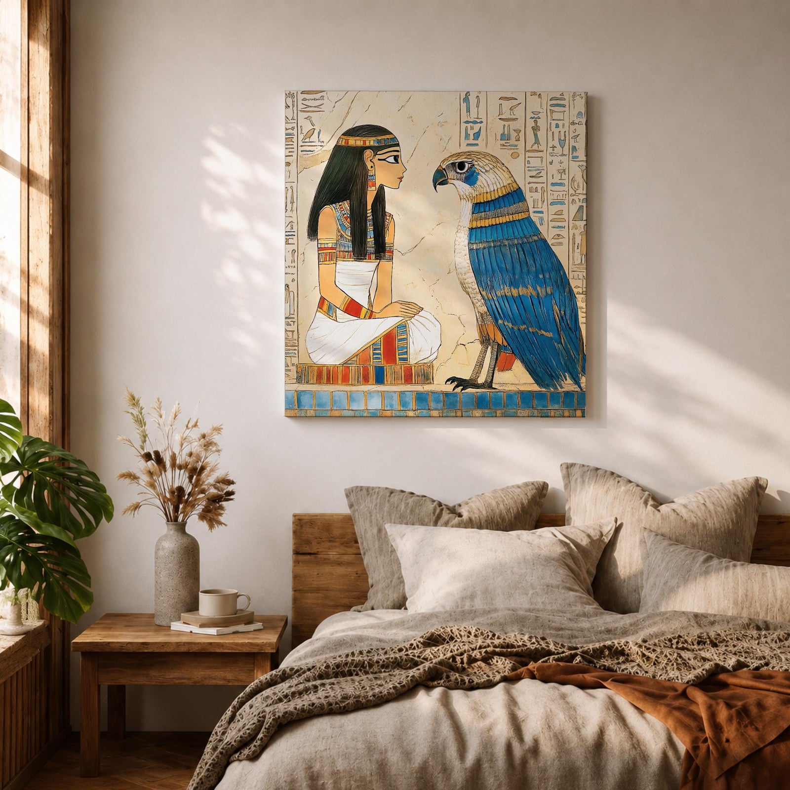 Horus Wall Art Falcon God Framed Canvas Ancient Egyptian Mythology Egypt Temple Home Decor
