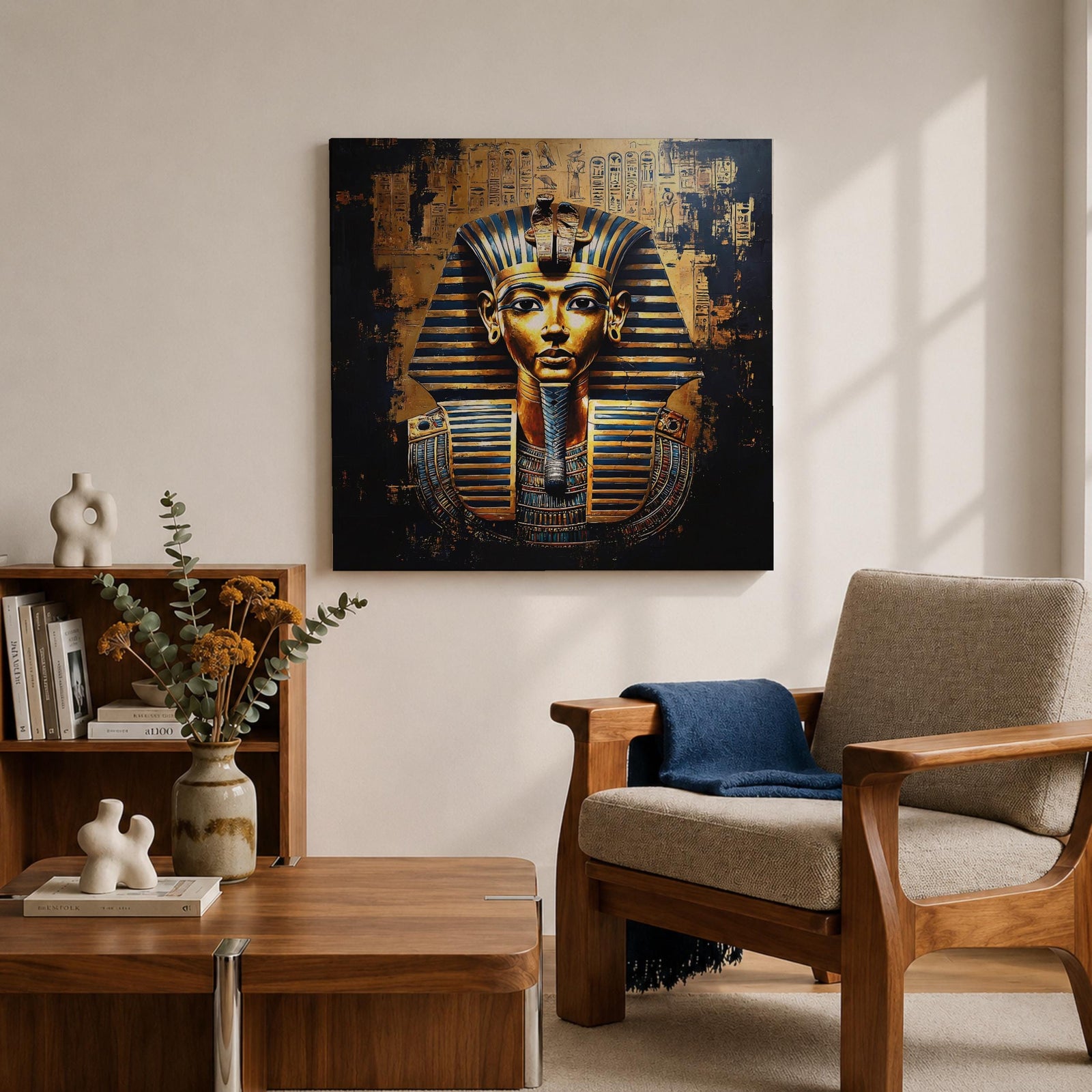 King Tut Wall Art Tutankhamun Pharaoh Framed Canvas Ancient Egyptian Egypt History Home Decor