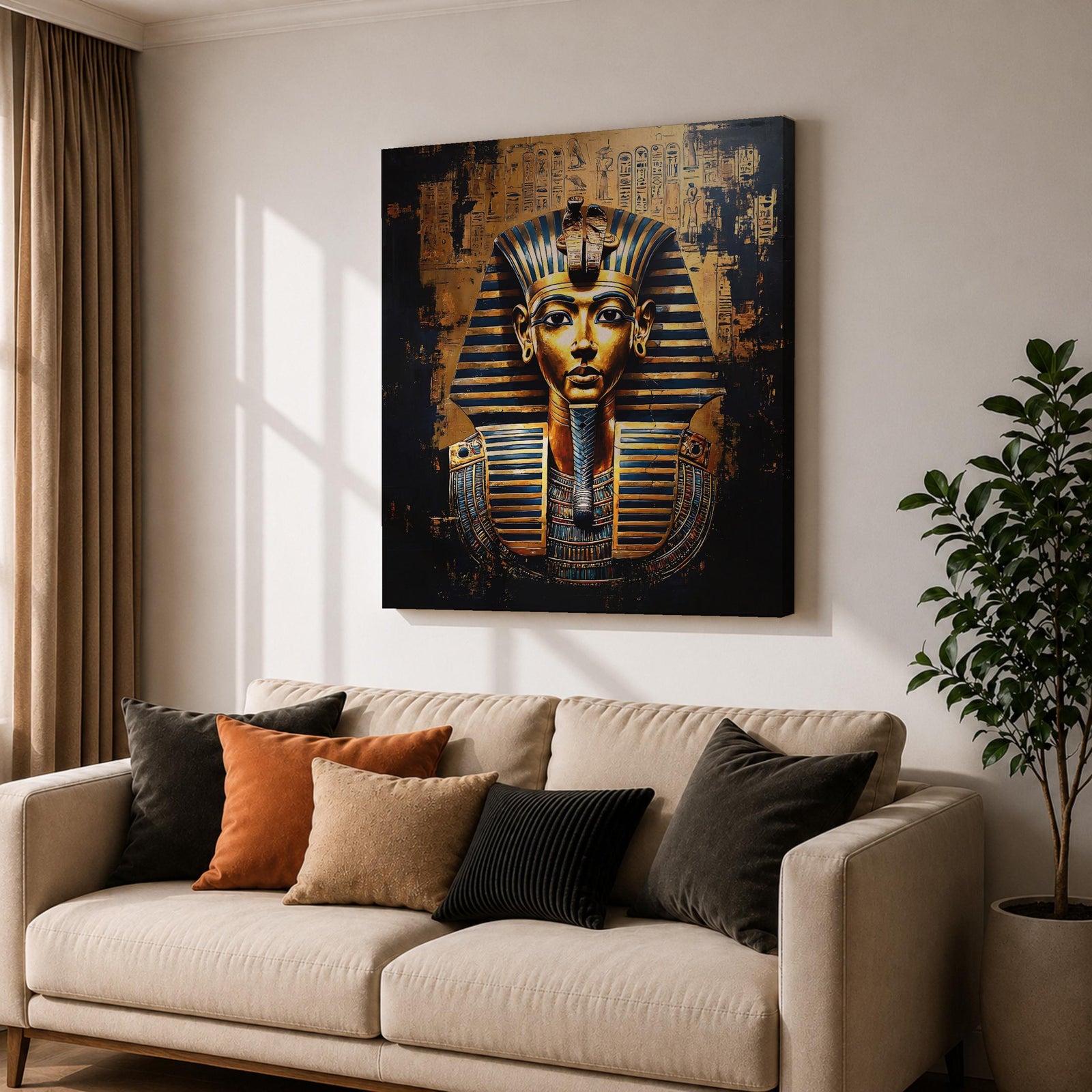 King Tut Wall Art Tutankhamun Pharaoh Framed Canvas Ancient Egyptian Egypt History Home Decor