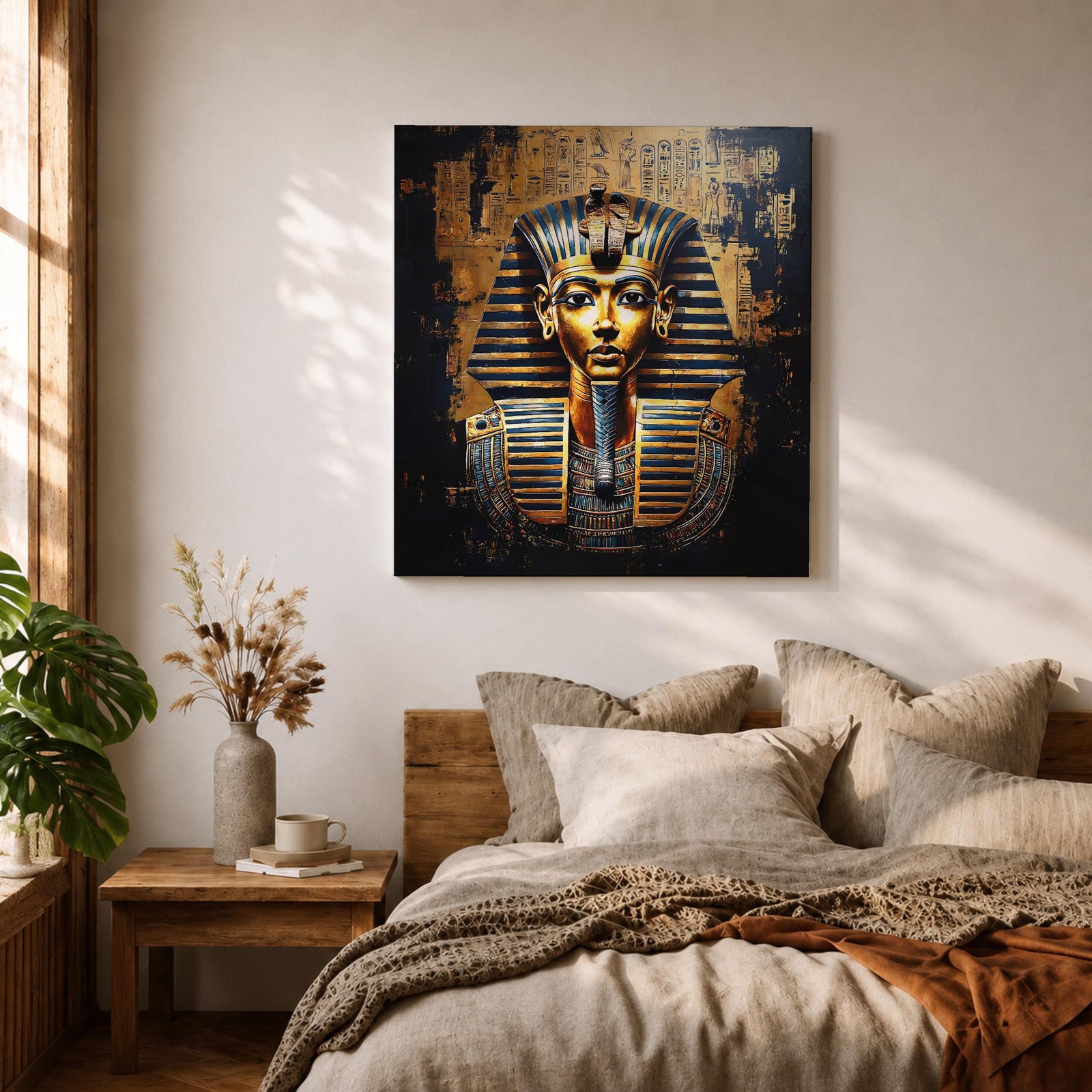 King Tut Wall Art Tutankhamun Pharaoh Framed Canvas Ancient Egyptian Egypt History Home Decor