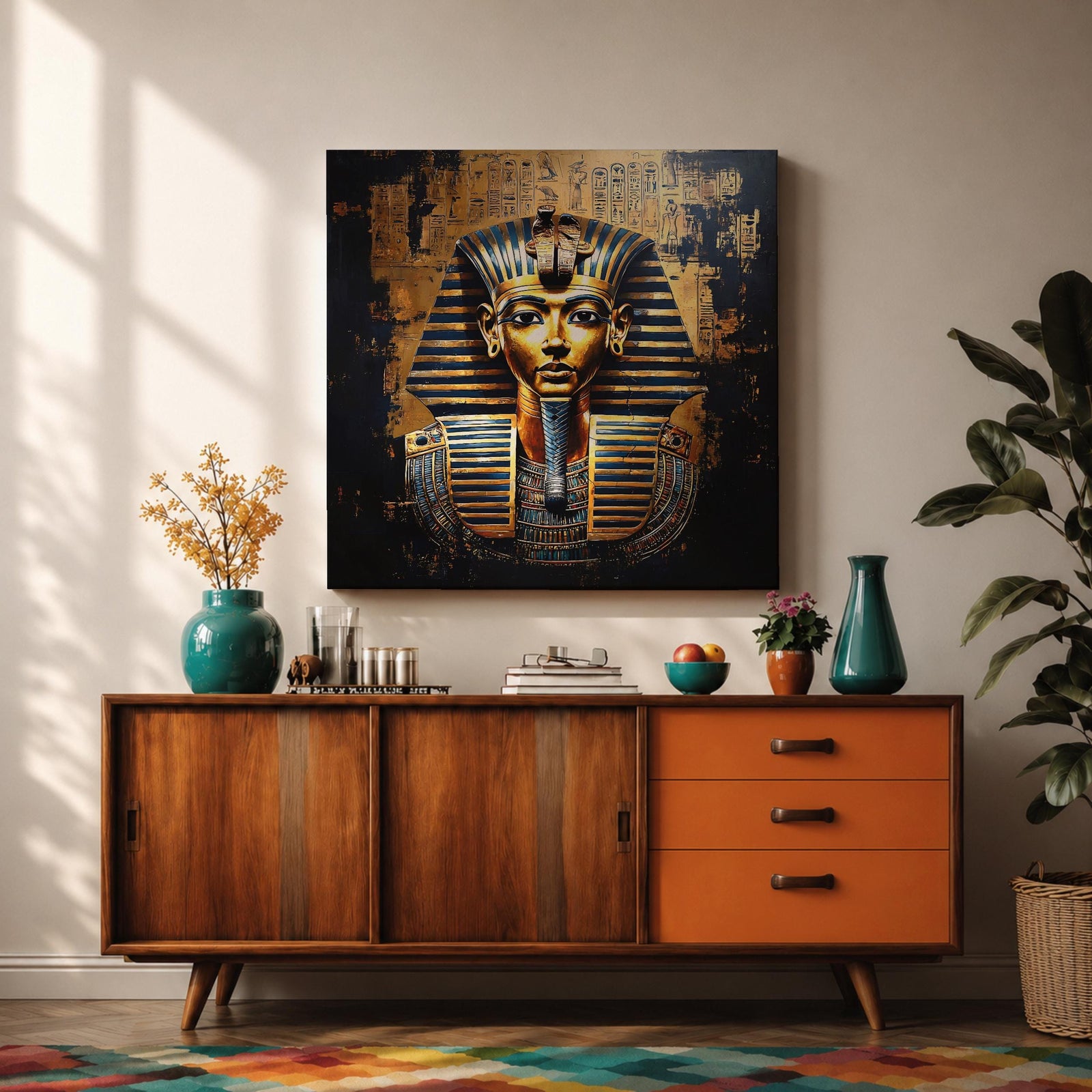 King Tut Wall Art Tutankhamun Pharaoh Framed Canvas Ancient Egyptian Egypt History Home Decor