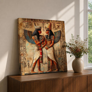 Isis Nephthys Wall Art Egyptian Goddesses Framed Canvas Ancient Egypt Mythology Temple Home Decor
