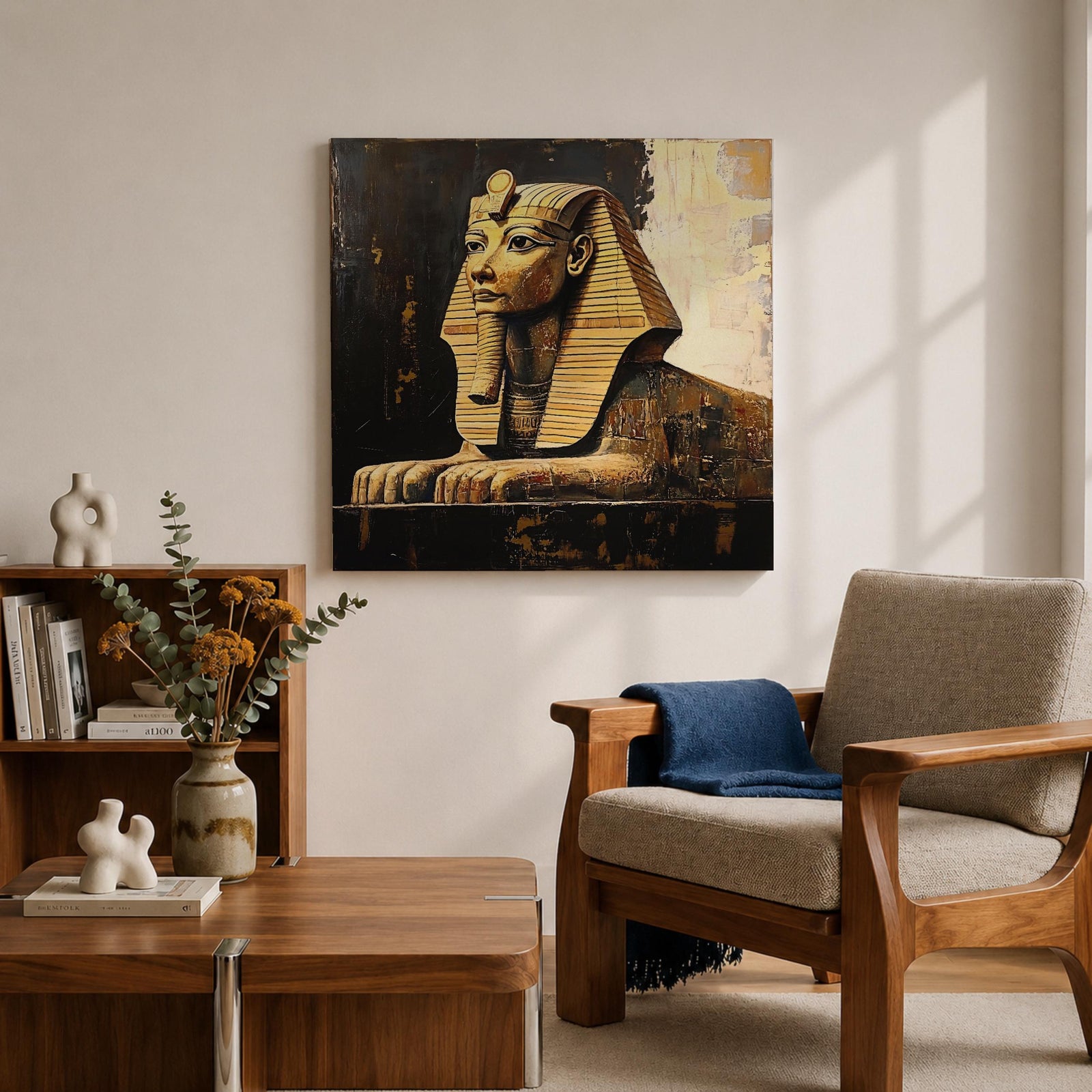 Sphinx of Giza Wall Art Egyptian Statue Framed Canvas Ancient Egypt Pyramid Home Decor