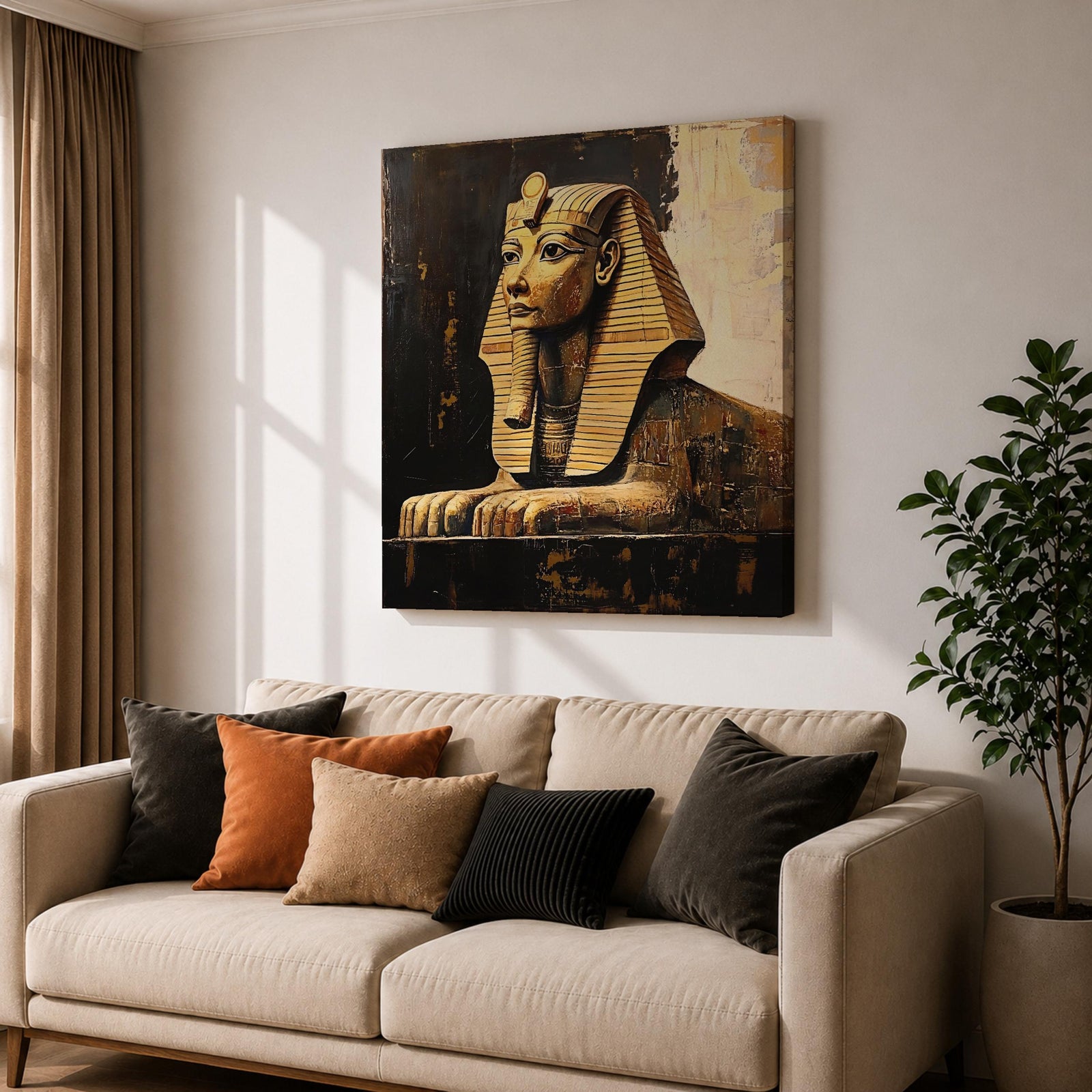 Sphinx of Giza Wall Art Egyptian Statue Framed Canvas Ancient Egypt Pyramid Home Decor