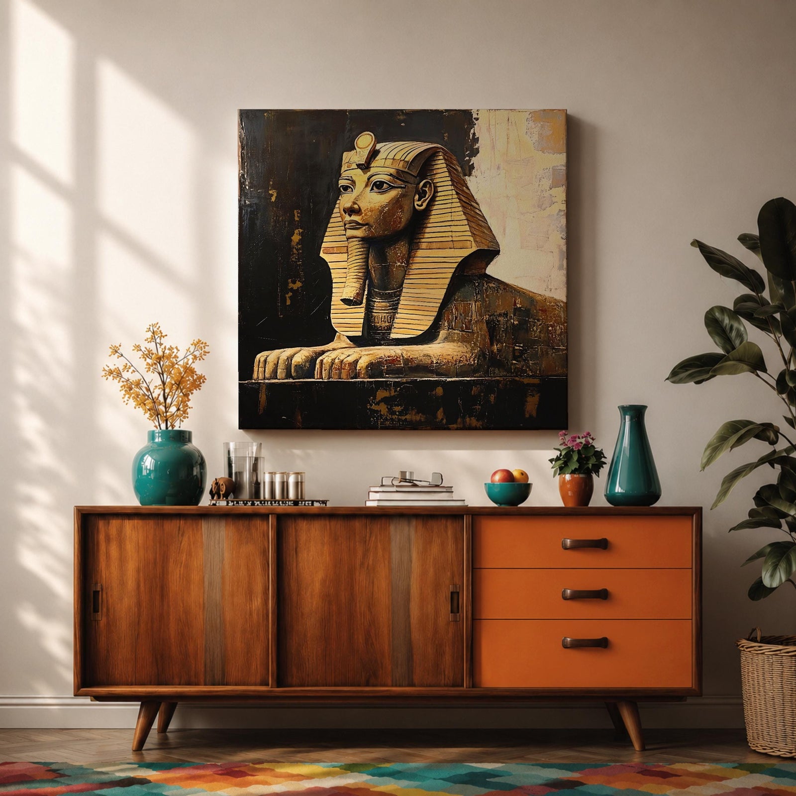 Sphinx of Giza Wall Art Egyptian Statue Framed Canvas Ancient Egypt Pyramid Home Decor
