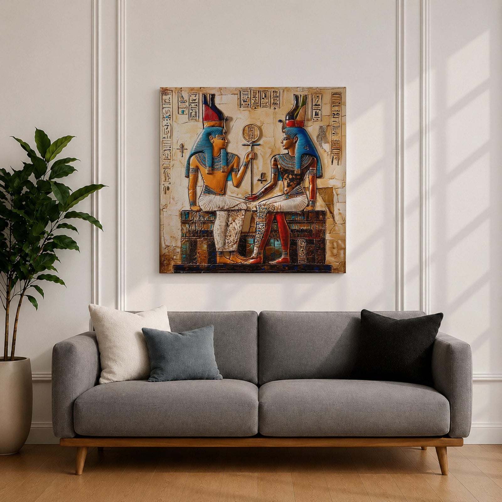 Ancient Egyptian Pharaoh Wall Art Royal King Framed Canvas Egypt Hieroglyph Temple Home Decor