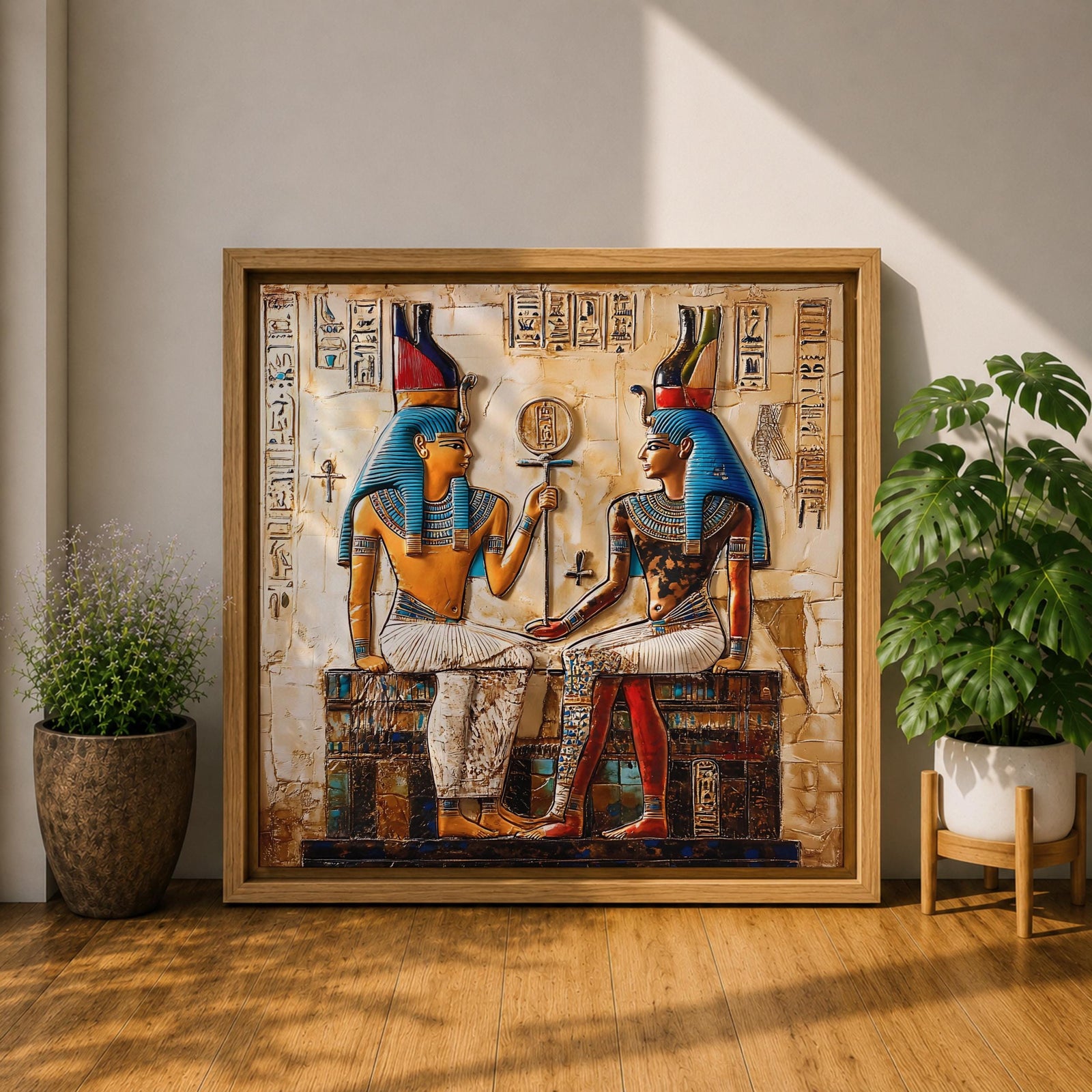 Ancient Egyptian Pharaoh Wall Art Royal King Framed Canvas Egypt Hieroglyph Temple Home Decor