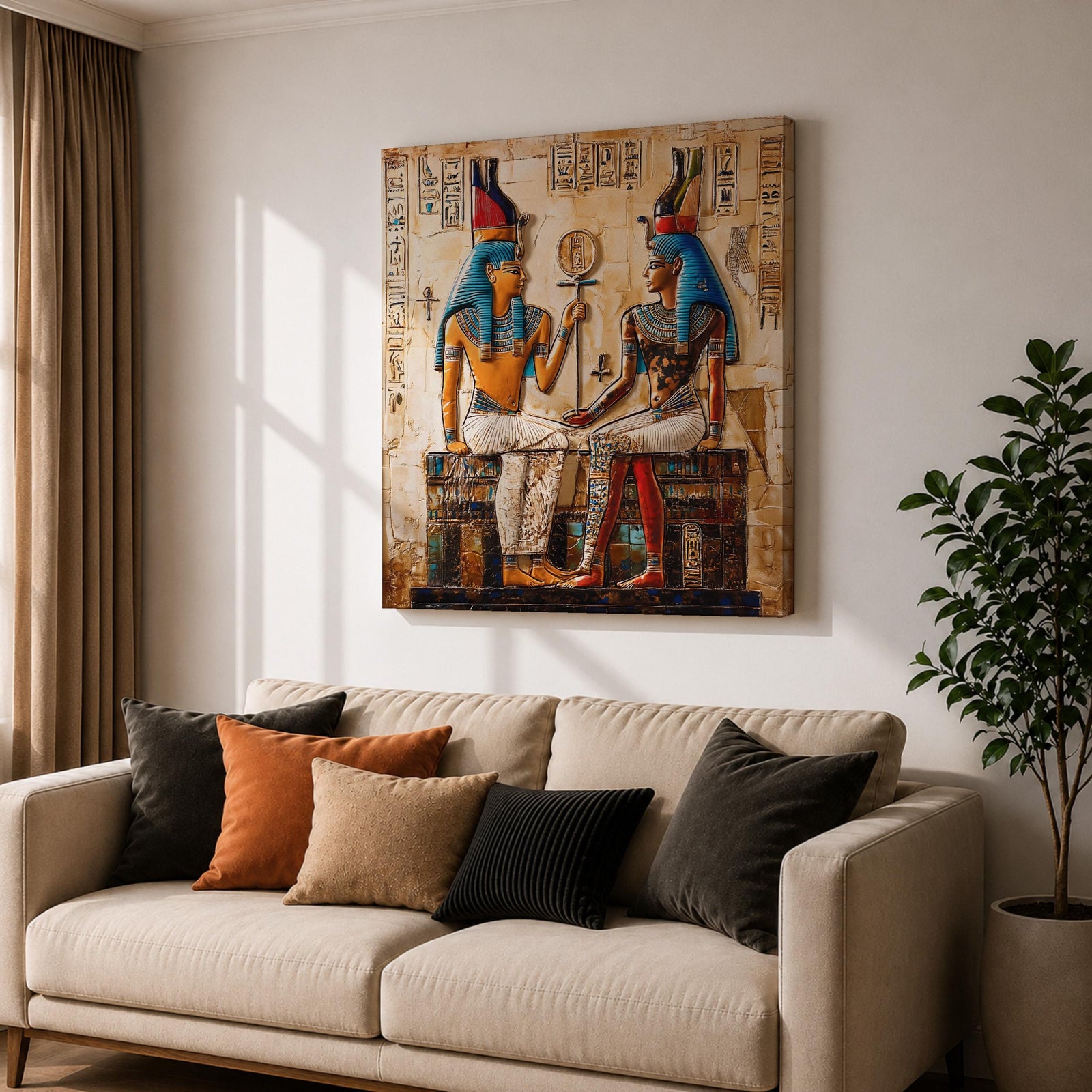 Ancient Egyptian Pharaoh Wall Art Royal King Framed Canvas Egypt Hieroglyph Temple Home Decor