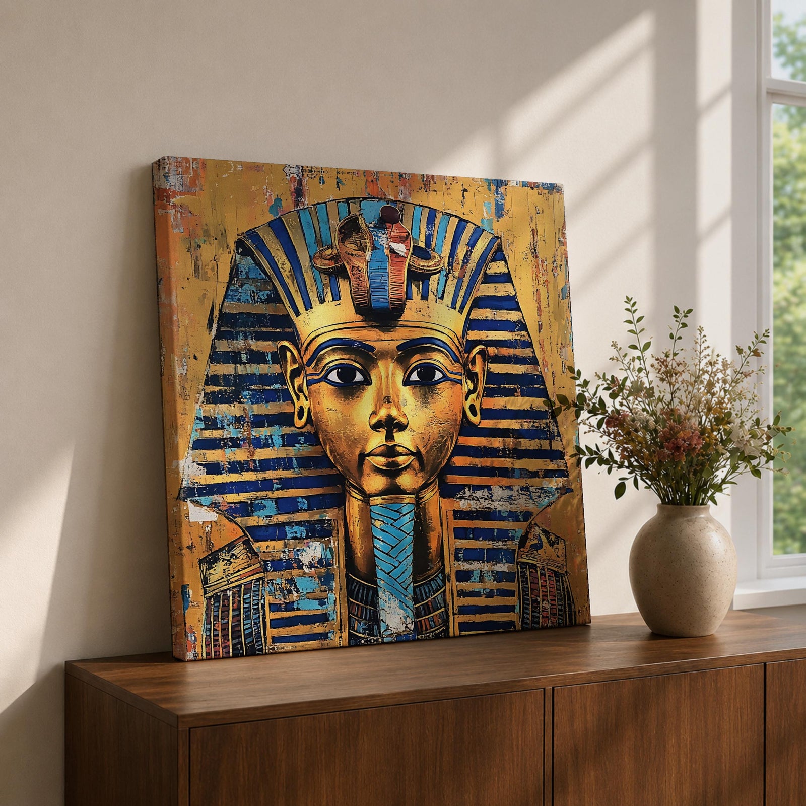 King Tut Wall Art Tutankhamun Pharaoh Framed Canvas Ancient Egyptian Egypt History Home Decor