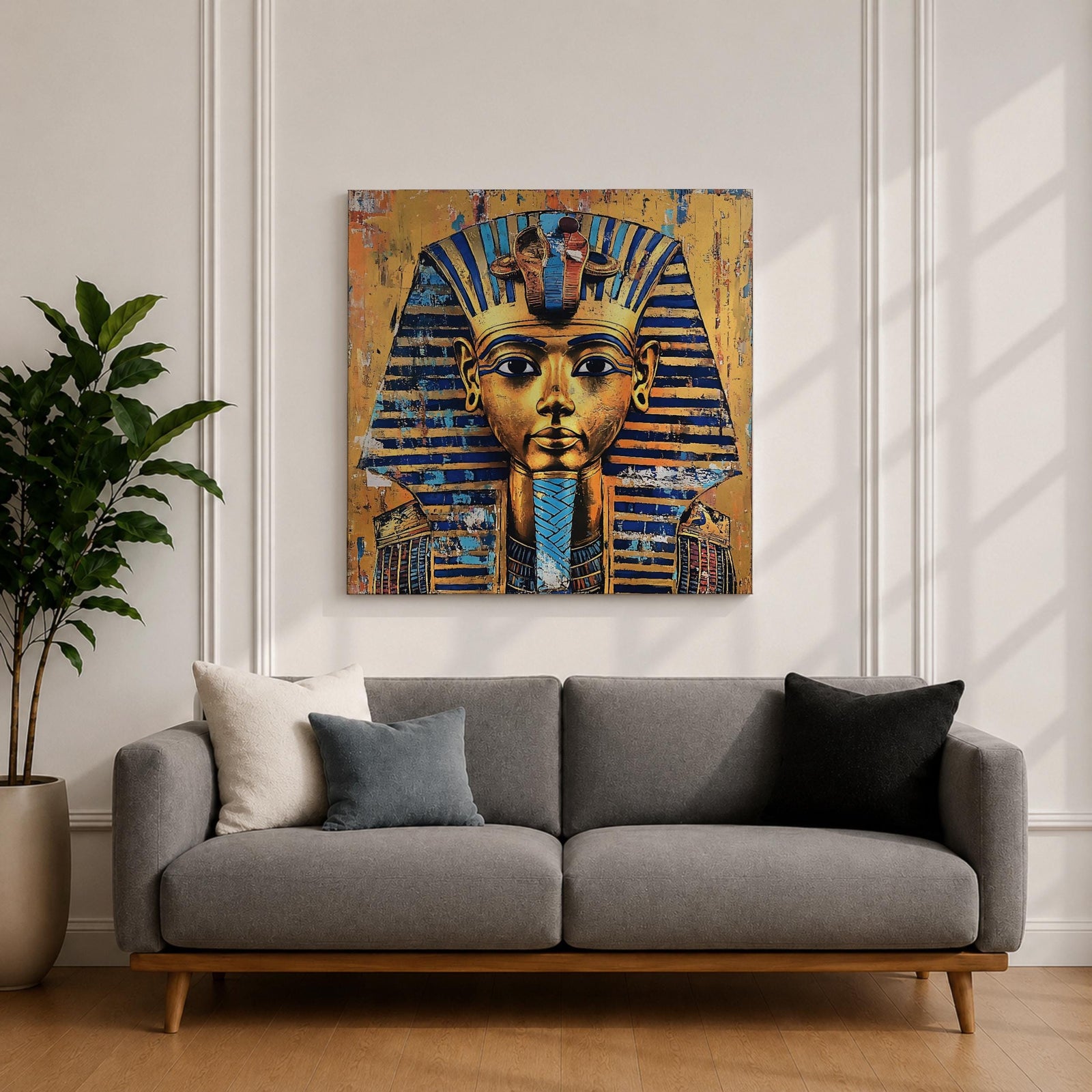 King Tut Wall Art Tutankhamun Pharaoh Framed Canvas Ancient Egyptian Egypt History Home Decor