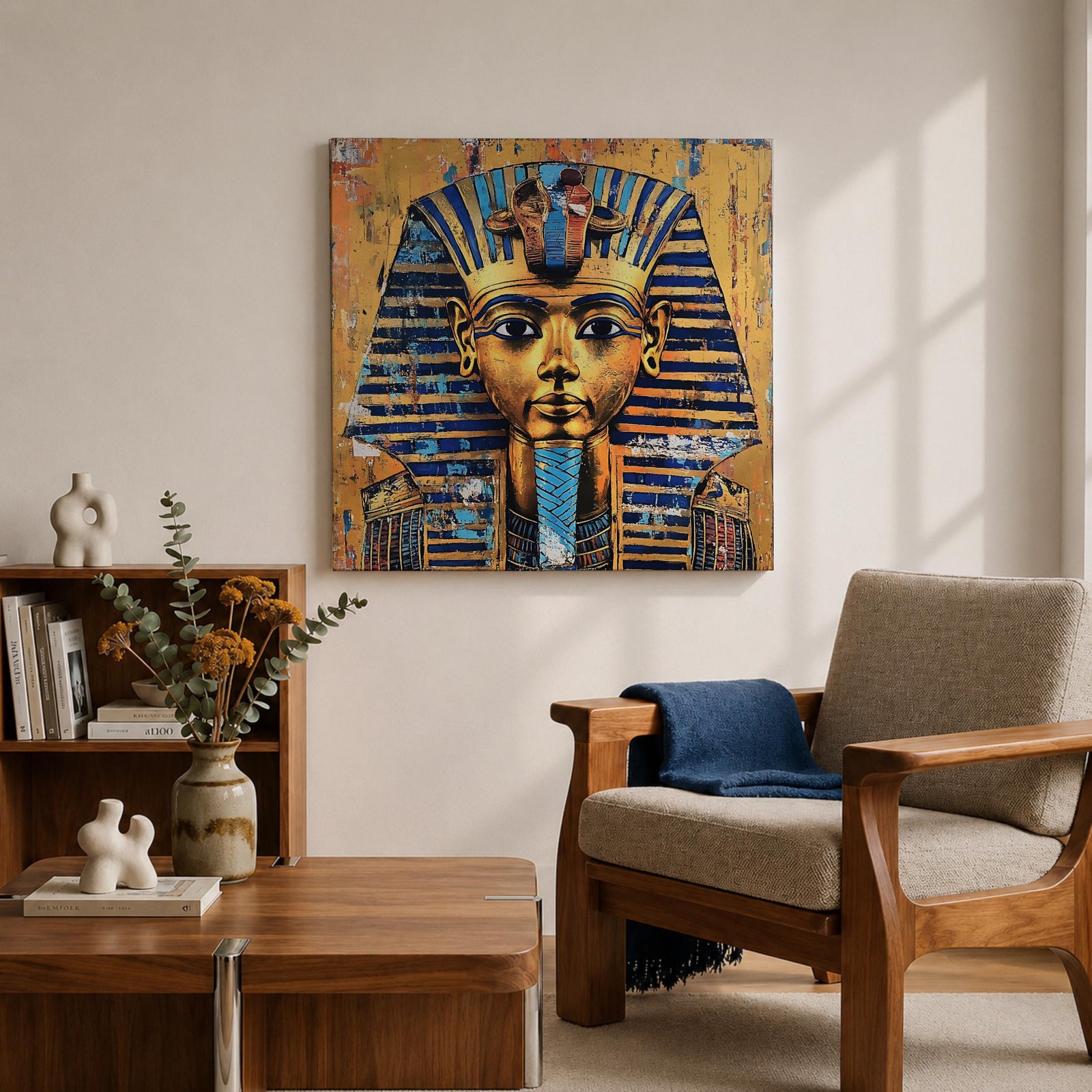 King Tut Wall Art Tutankhamun Pharaoh Framed Canvas Ancient Egyptian Egypt History Home Decor