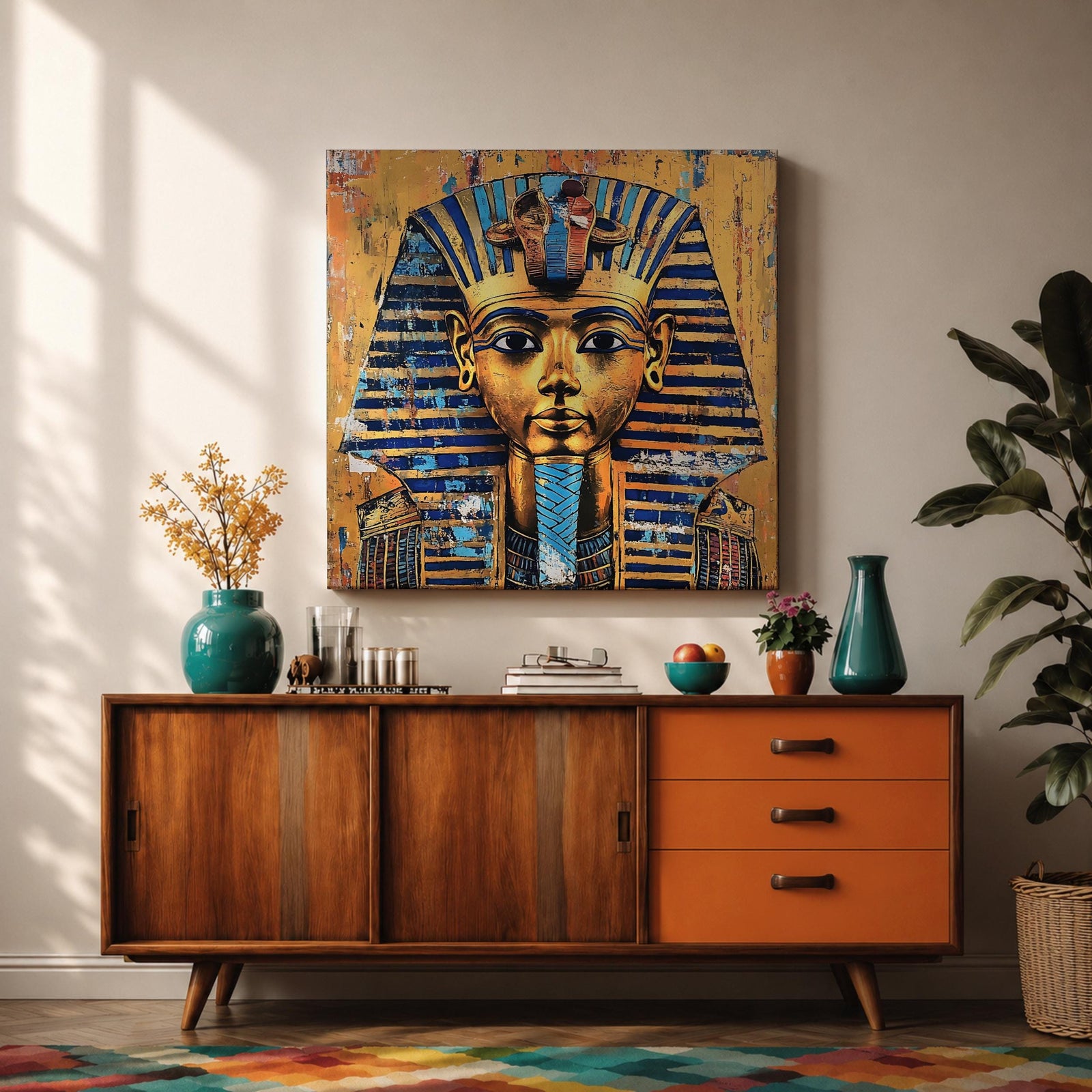 King Tut Wall Art Tutankhamun Pharaoh Framed Canvas Ancient Egyptian Egypt History Home Decor