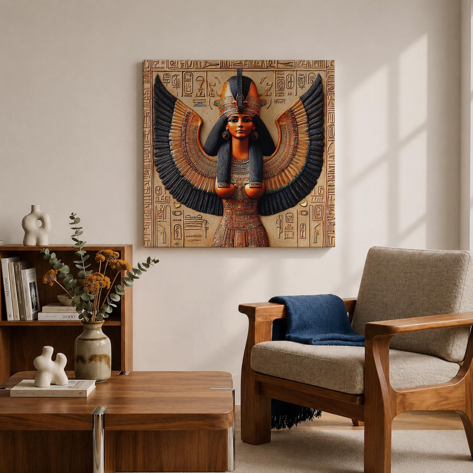 Isis Goddess Wall Art Egyptian Deity Framed Canvas Ancient Egypt Mythology Temple Home Decor
