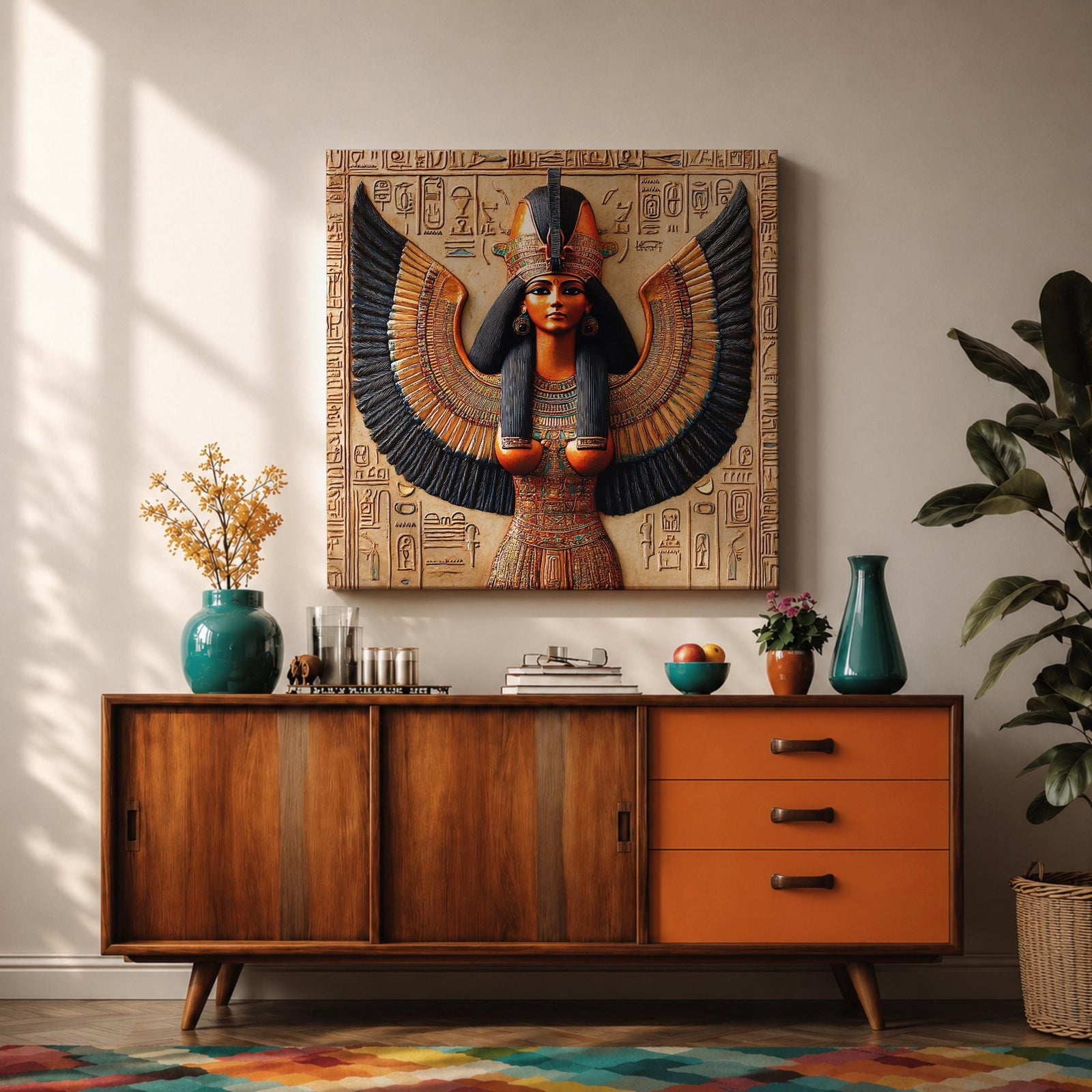 Isis Goddess Wall Art Egyptian Deity Framed Canvas Ancient Egypt Mythology Temple Home Decor