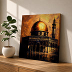 Dome of the Rock Wall Art Golden Mosque Framed Canvas Al Aqsa Islamic Decor