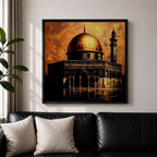 Dome of the Rock Wall Art Golden Mosque Framed Canvas Al Aqsa Islamic Decor