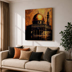 Dome of the Rock Wall Art Golden Mosque Framed Canvas Al Aqsa Islamic Decor