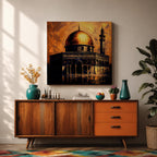 Dome of the Rock Wall Art Golden Mosque Framed Canvas Al Aqsa Islamic Decor