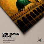 Green Dome Wall Art Prophet Mosque Framed Canvas Masjid Nabawi Medina Islamic Home Decor