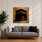 Kaaba Wall Art Golden Mosque Framed Canvas Masjid al Haram Mecca Islamic Home Decor