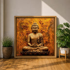 Buddha Wall Art Shakyamuni Framed Canvas Meditation Zen Buddhist Rustic Home Decor