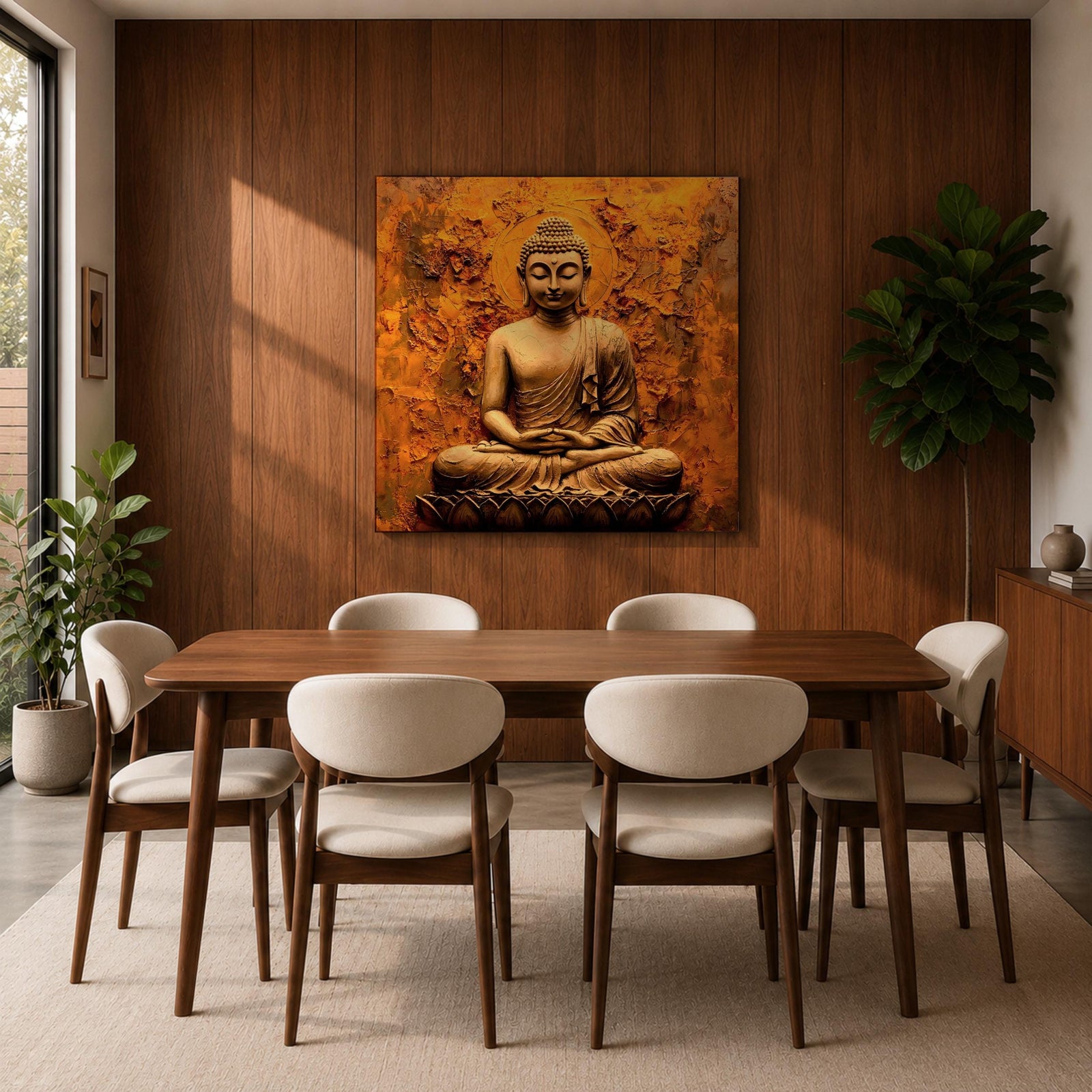 Buddha Wall Art Shakyamuni Framed Canvas Meditation Zen Buddhist Rustic Home Decor